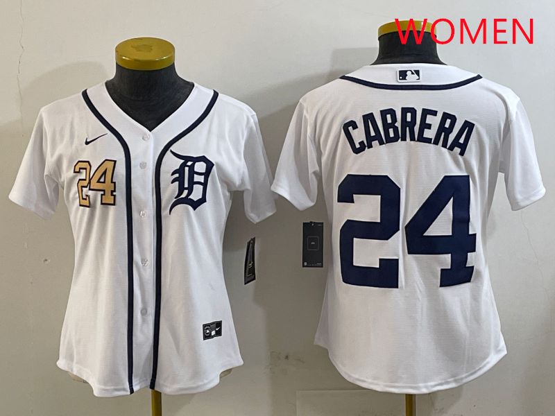 Women Detroit Tigers #24 Cabrera White Game 2025 Nike MLB Jersey style 2